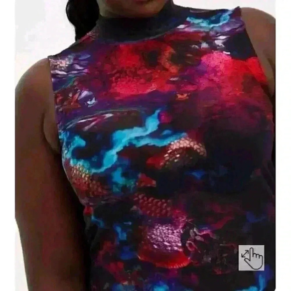 NEW Torrid Plus Sz 3X 22/24 Foxy Mesh Mock Neck Tank Top Casual Sleeveless Shirt - Picture 2 of 7